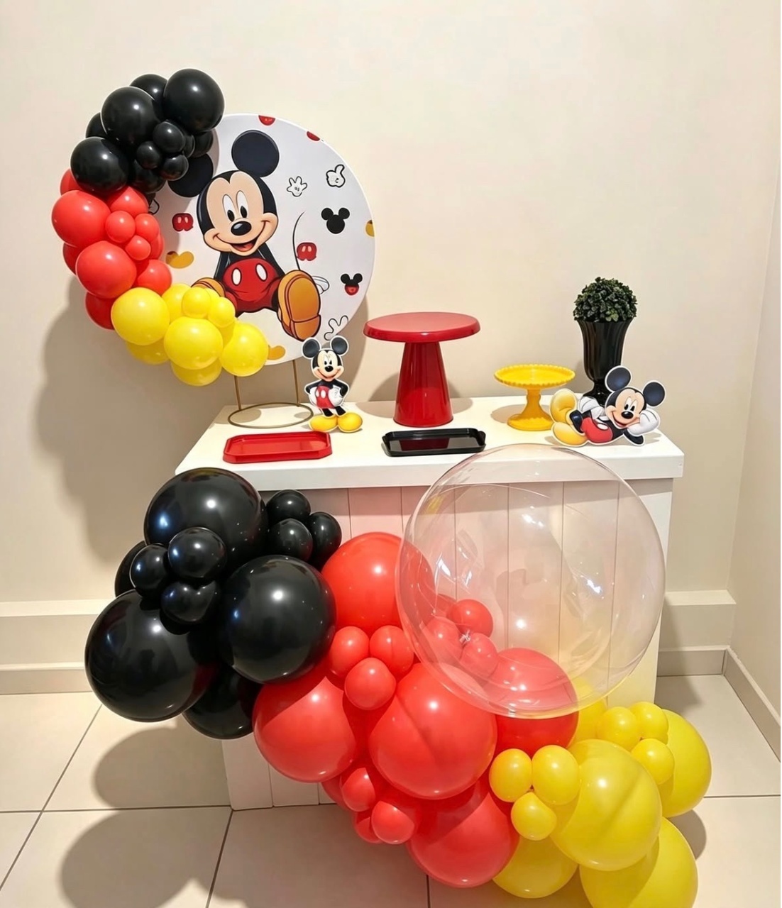 Mickey Com Balao Festa Na Mesa - Decoracoes4you