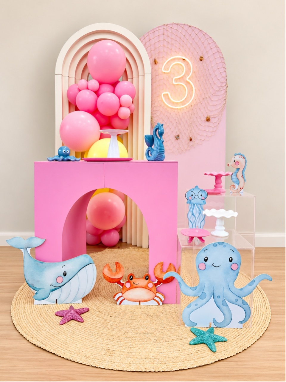 Fundo Do Mar Menina Mesa Rosa - Decoracoes4you