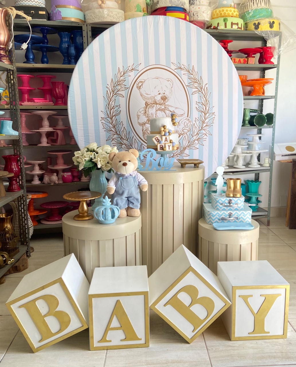 Pegue E Monte: Chá de Bebê Ursinho Azul Ll - Princesa Eventos 