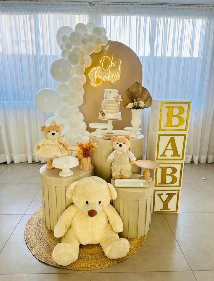 Chá Revelação Ursinho Beje E Branco  - Princesa Eventos 