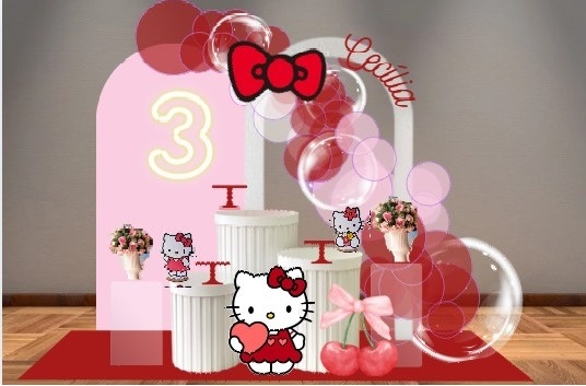 Decoração Hello Kitty Vermelha - Lelefestaschapecó
