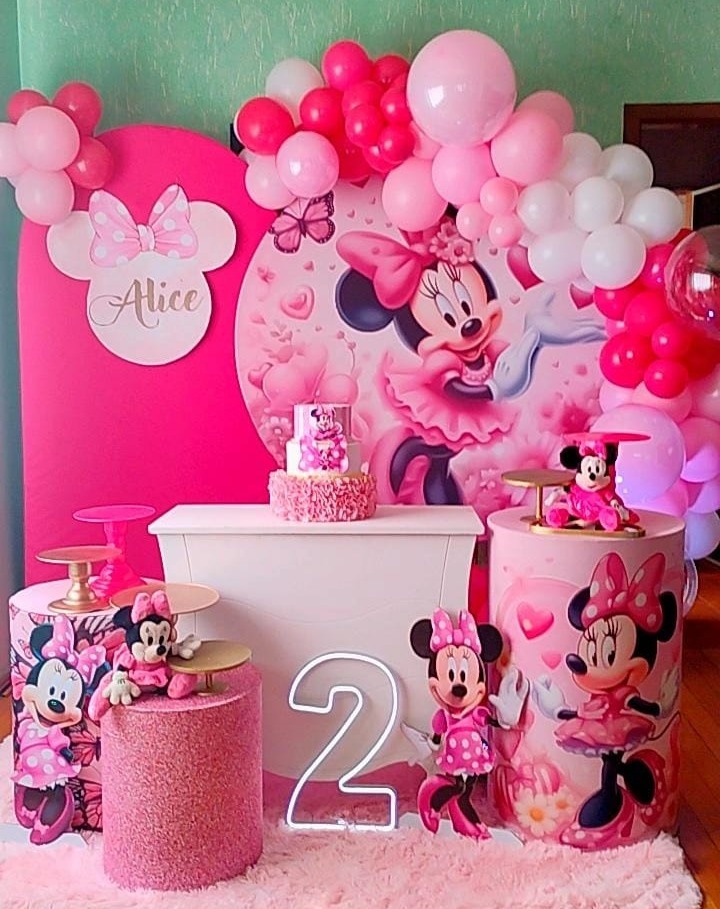 Decoração Minie Rosa - Lelefestaschapecó