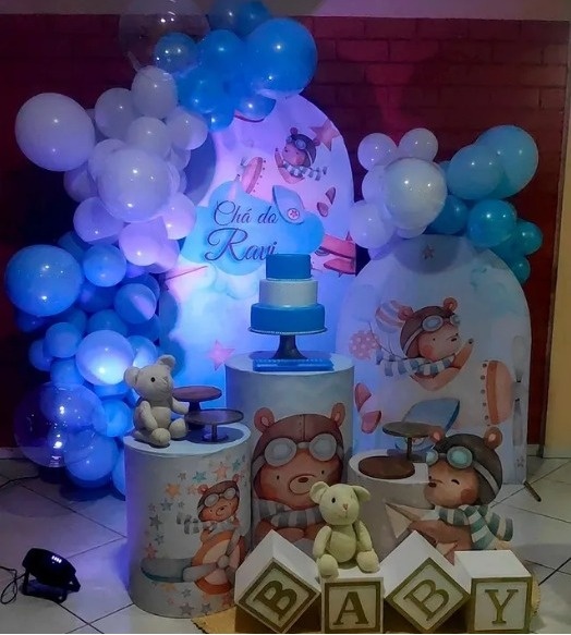 Decoração Mini Table-  Chá de Bebê Menino - Aviador - Lelefestaschapecó