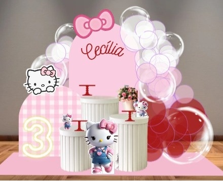 Decoração Hello Kitty Rosa - Lelefestaschapecó
