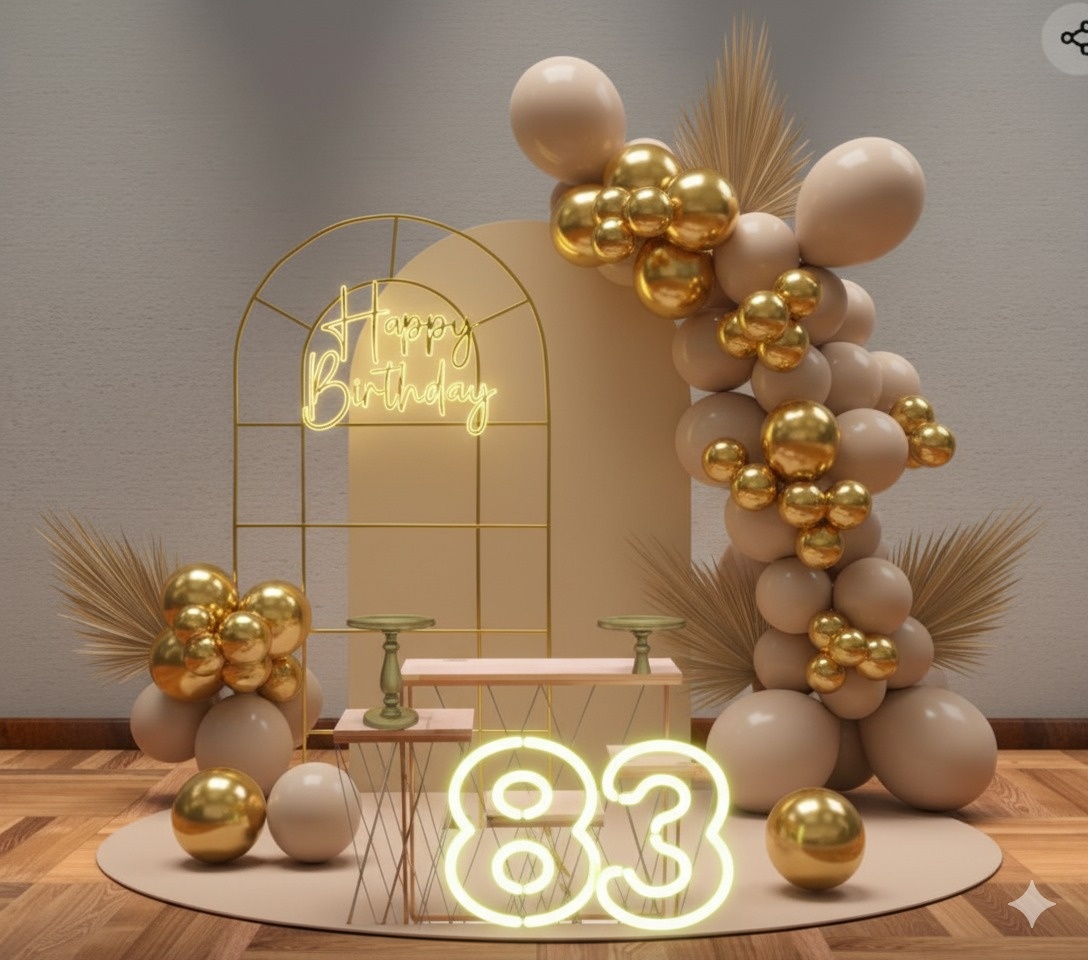 Decoração Adulto Bege E Dourado - Lelefestaschapecó