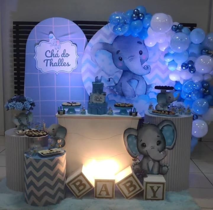Decoração Chá de Bebê Elefantinho - Lelefestaschapecó
