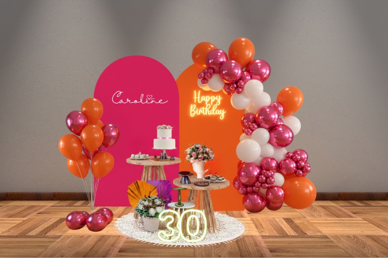 Decoração Laranja E Rosa - Adulto - Lelefestaschapecó