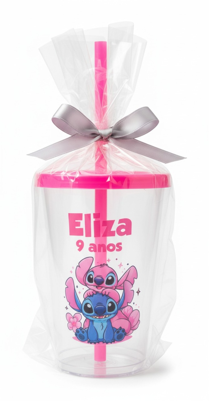 Copo Com Canudo Personalizado  - Lelefestaschapecó
