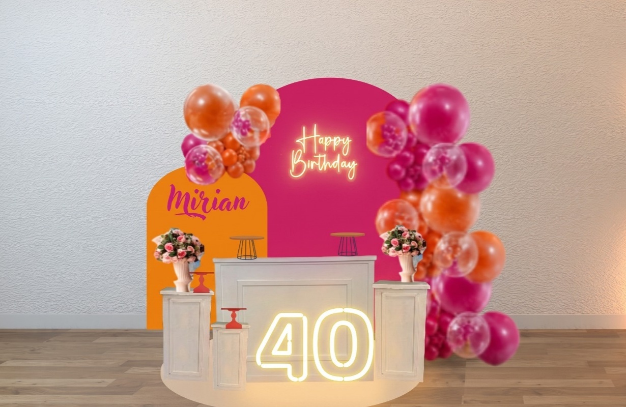 Decoração Rosa E Laranja - 40 Anos - Lelefestaschapecó