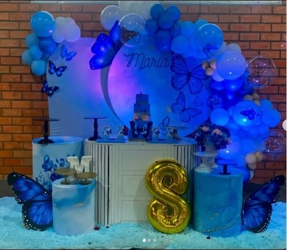 Decoração Borboletas Azuis - Lelefestaschapecó