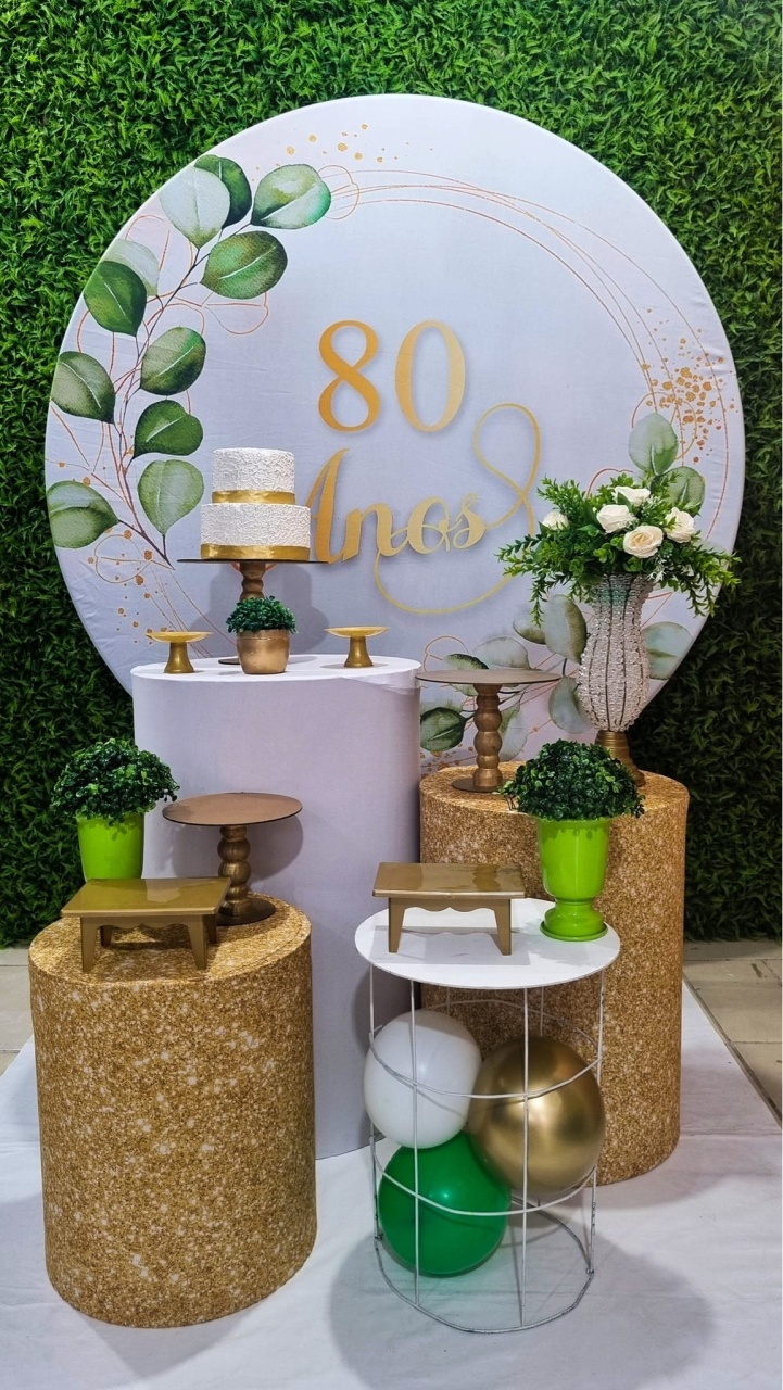 80 Anos Verde E Dourado - Ouro - Tchumfestasdecoracoes