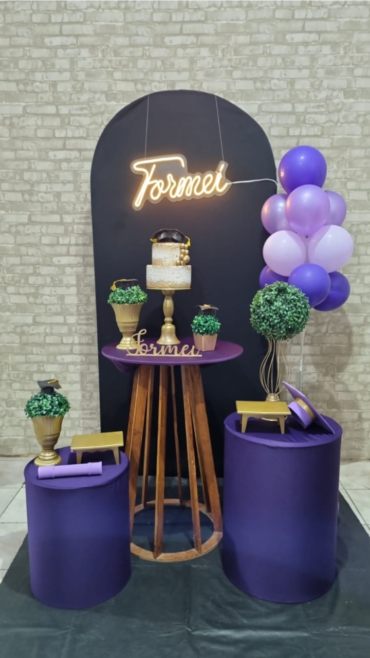 Formatura Roxo E Preto Led Formei - Tchumfestasdecoracoes