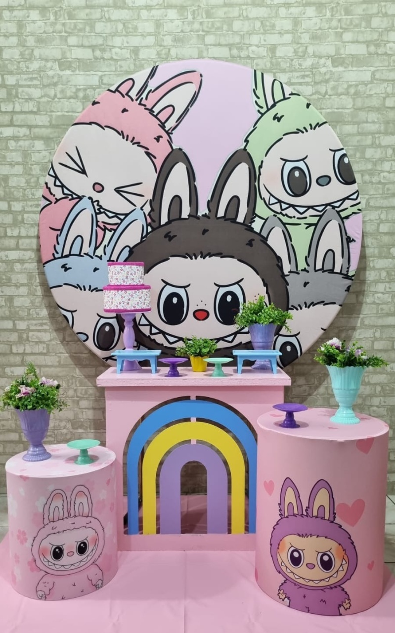 Labubu - Mesa Arco-Iris - Tchumfestasdecoracoes