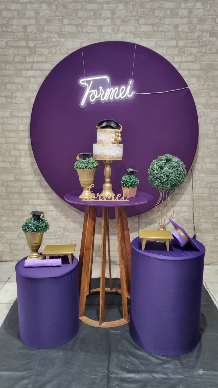 Formatura Roxo Led Formei - Painel Redondo - Tchumfestasdecoracoes
