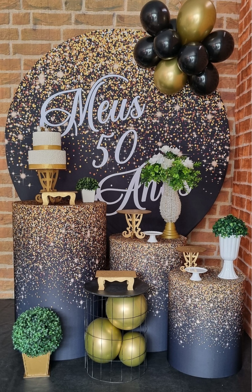 Meus 50 Anos -  Ouro - Tchumfestasdecoracoes