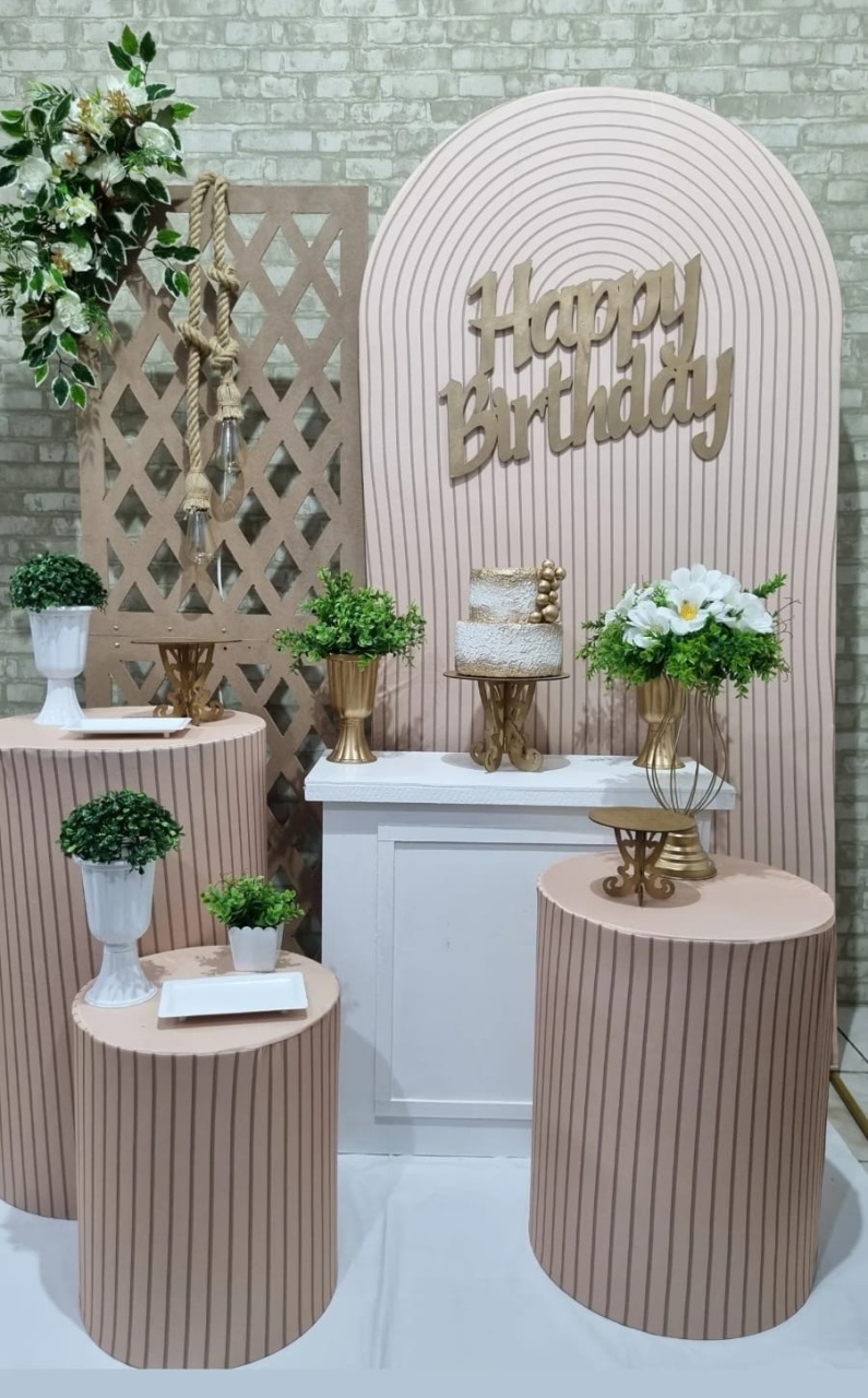 Nude Ripado Happy Birtday (Bege) - Composição  - Tchumfestasdecoracoes