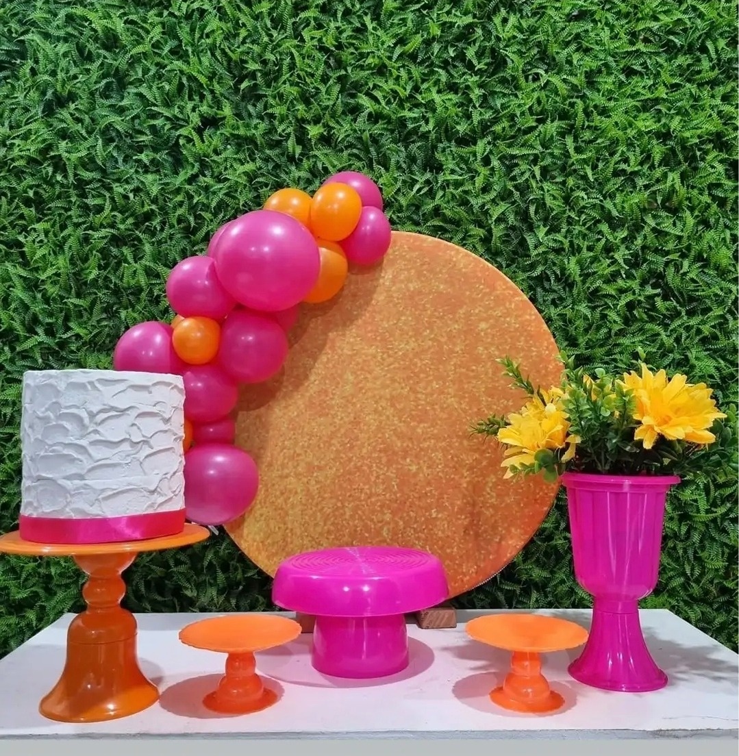 Laranja E Pink- Festa Na Mesa - Tchumfestasdecoracoes