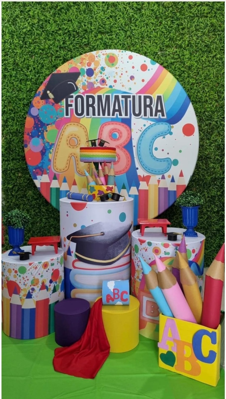 Formatura Abc - Bolinhas Coloridas - Tchumfestasdecoracoes