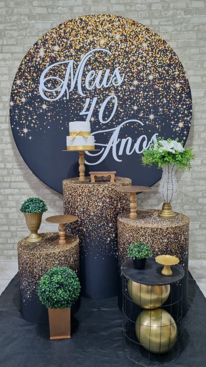 Meus 40 Anos -  Ouro - Tchumfestasdecoracoes