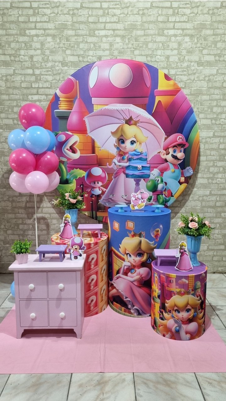 Princesa Peach - Super Mario - Tchumfestasdecoracoes