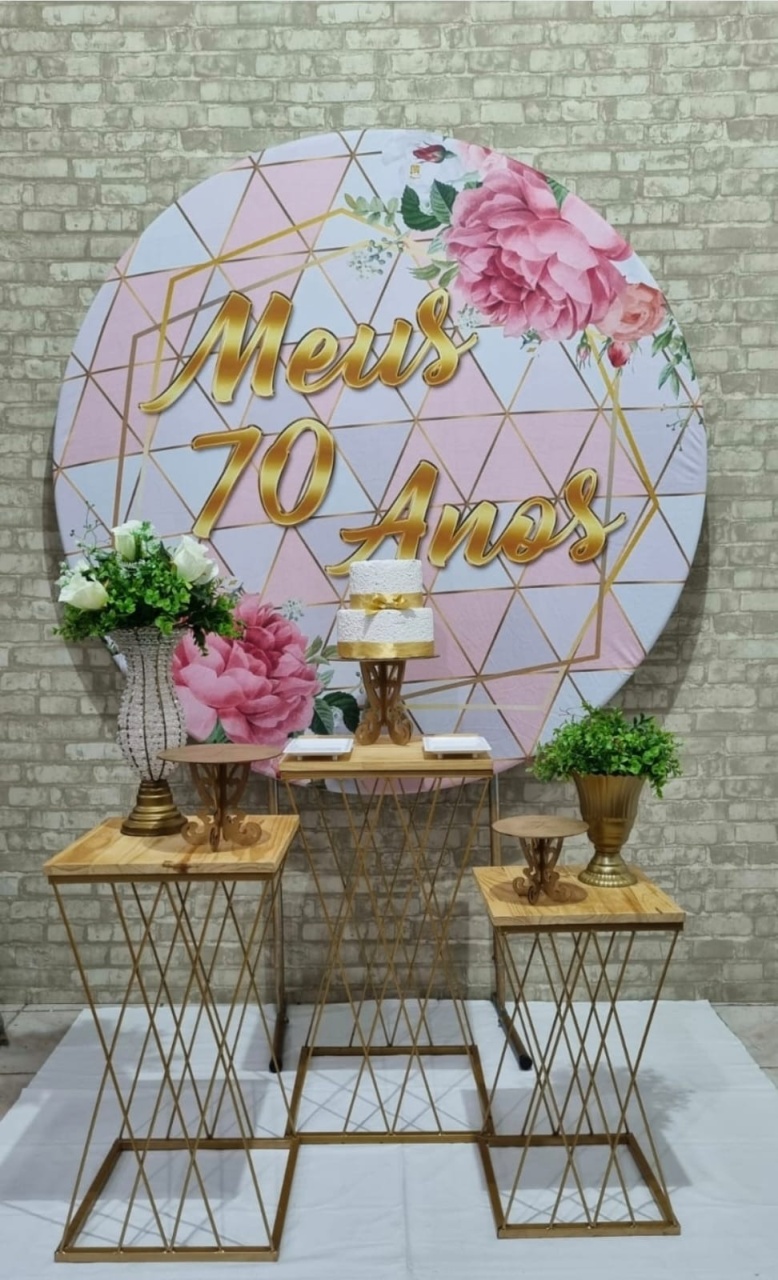 Meus 70 Anos Branco- Composição - Tchumfestasdecoracoes