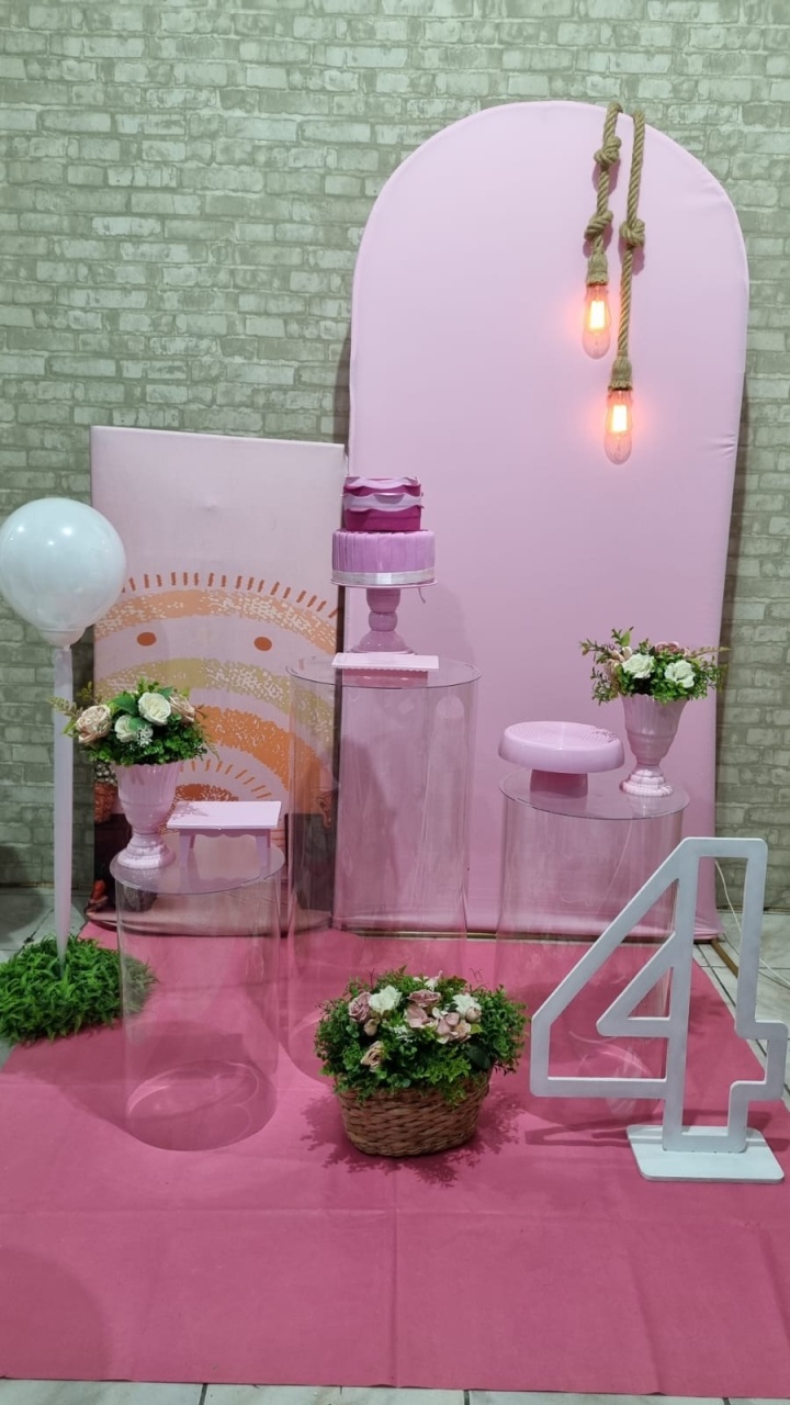 Rosa Boho Acrílico - 2 - Tchumfestasdecoracoes