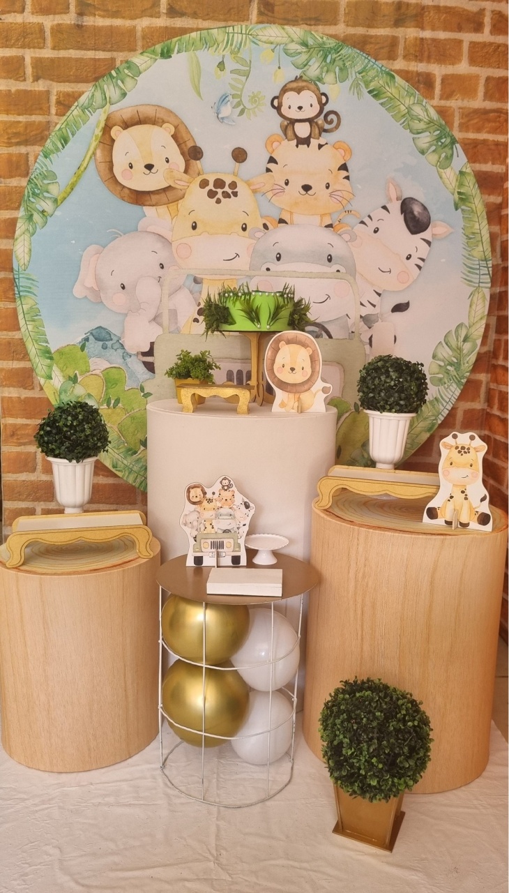 Safari Baby Menino - Ouro - Tchumfestasdecoracoes