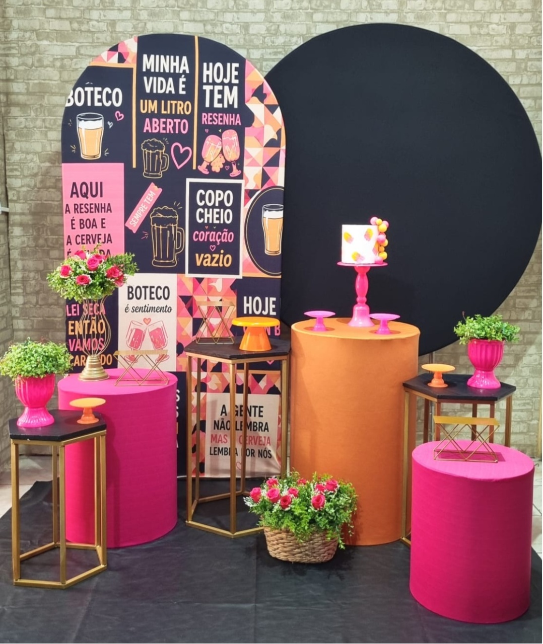 Boteco - Rosa E Laranja - Tchumfestasdecoracoes