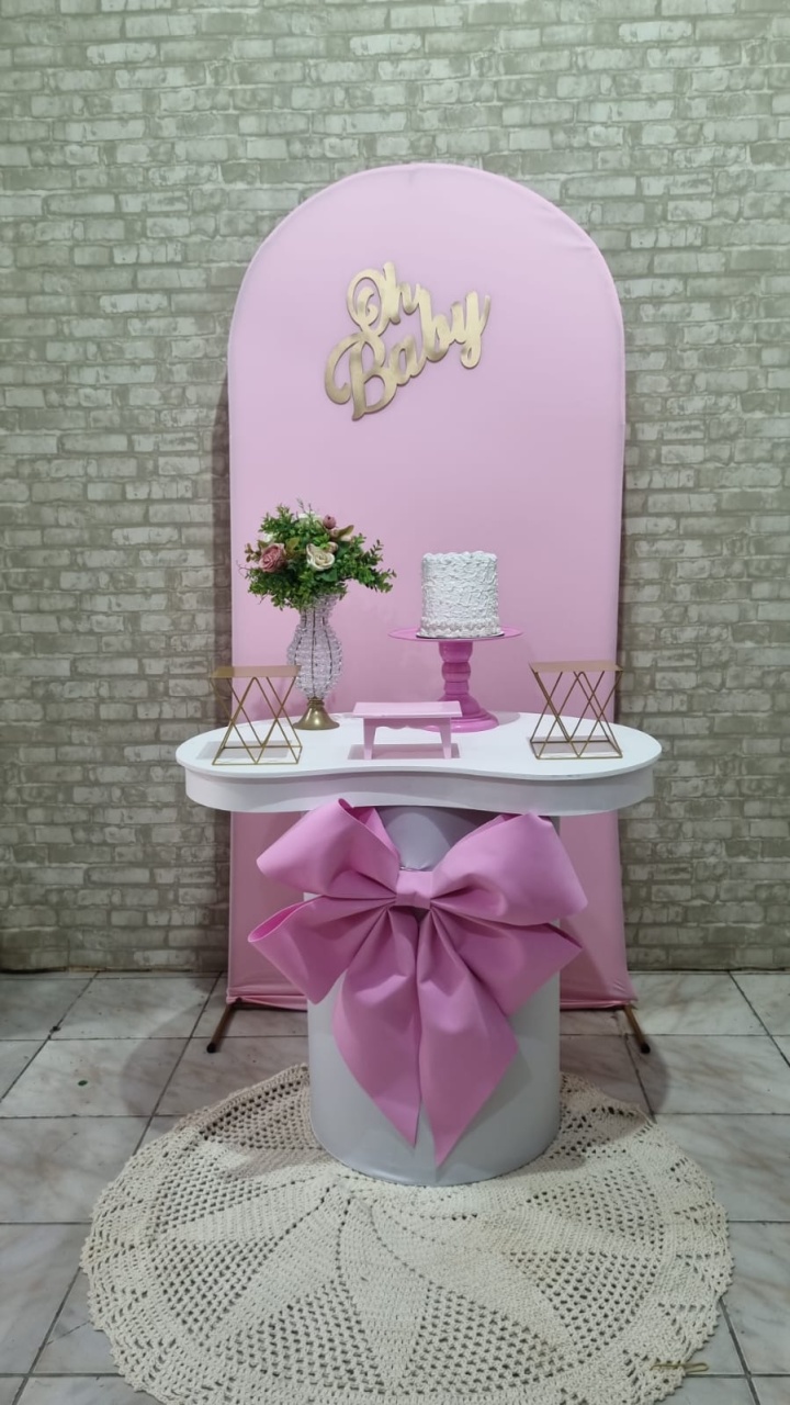 Oh Baby Laço Rosa - Tchumfestasdecoracoes