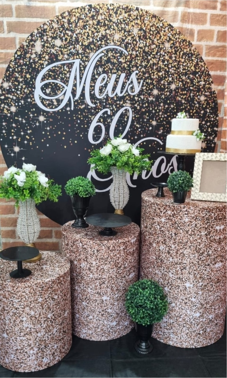Meus 60 Anos -  Ouro - Tchumfestasdecoracoes