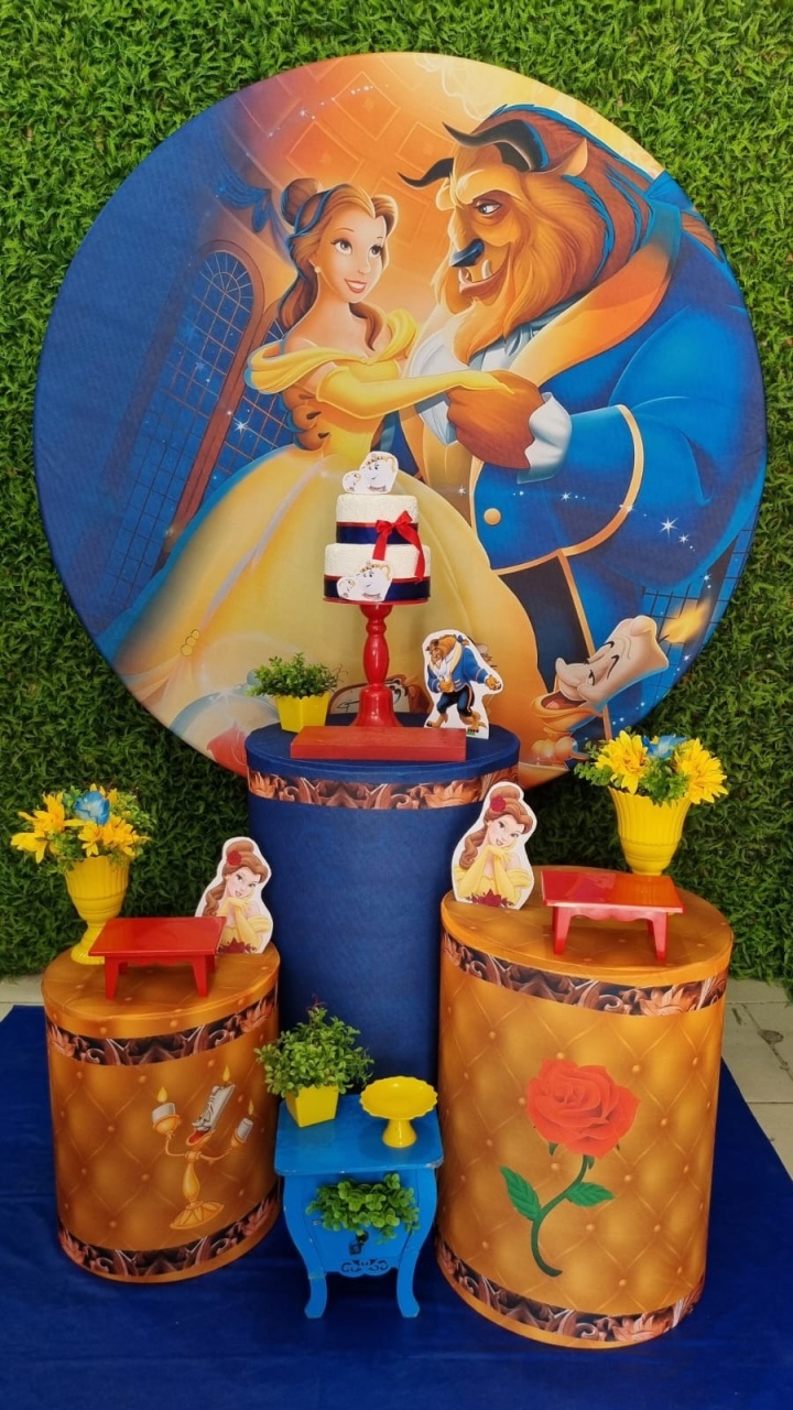 Bela E A Fera - Ouro - Tchumfestasdecoracoes