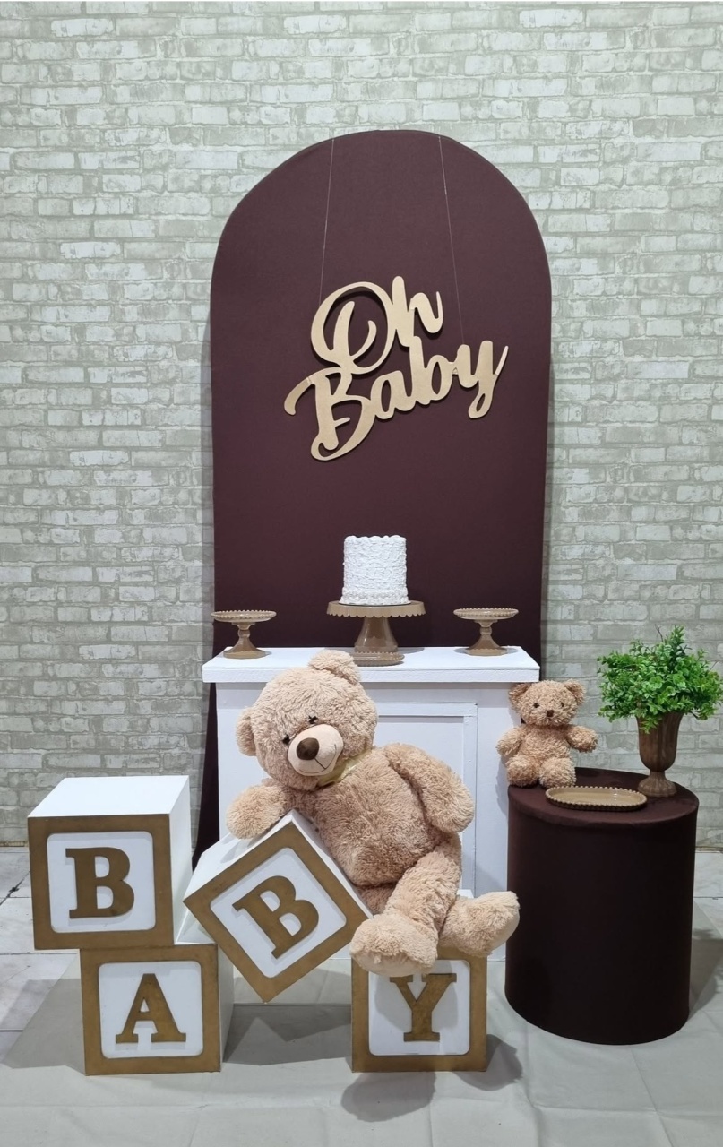 Oh Baby Marrom - Cubos - Tchumfestasdecoracoes