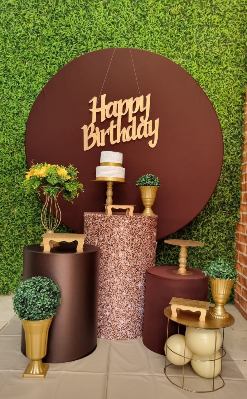 Happy Birthday Marrom E Dourado - Ouro - Tchumfestasdecoracoes