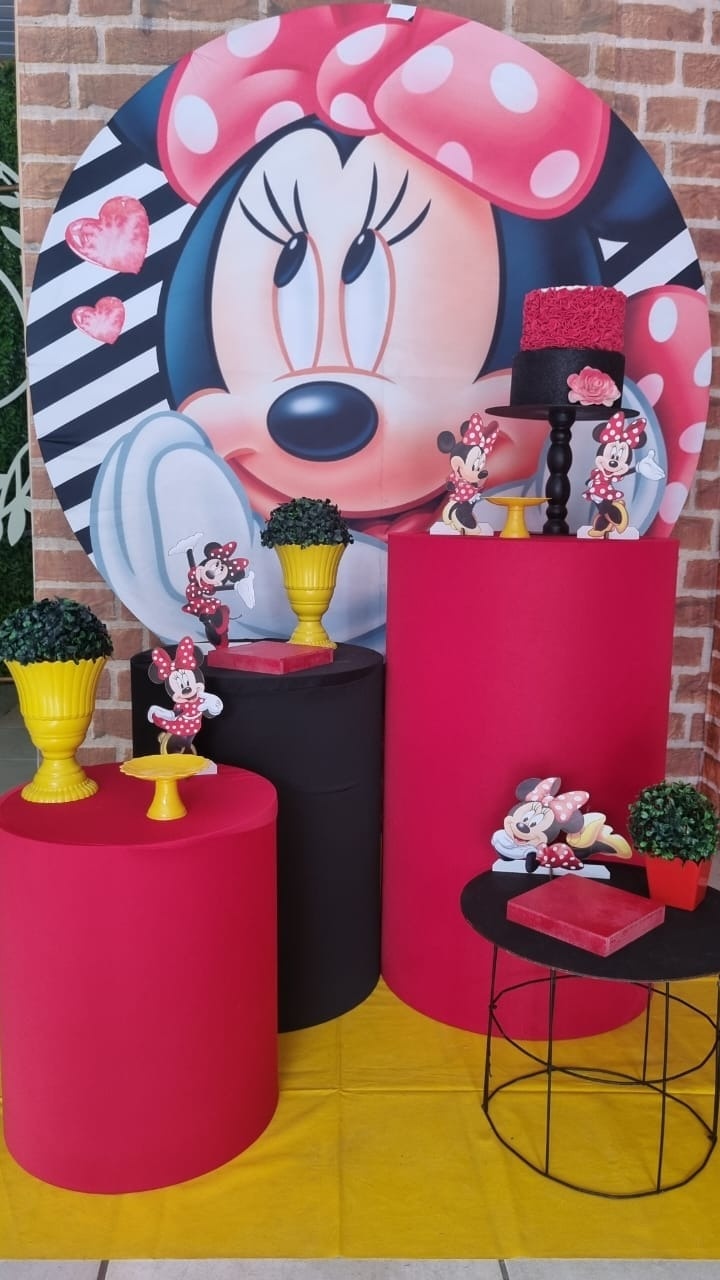 Minnie Vermelho E Branco  - Ouro  - Tchumfestasdecoracoes
