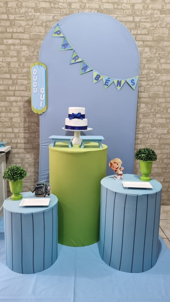 Azul E Verde Personalizado - Composição  - Tchumfestasdecoracoes