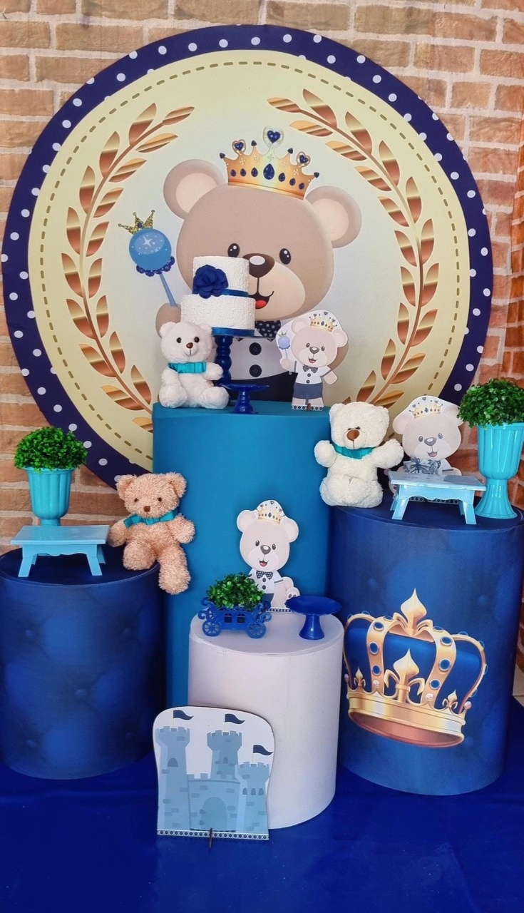 Urso Realeza - Ouro  - Tchumfestasdecoracoes