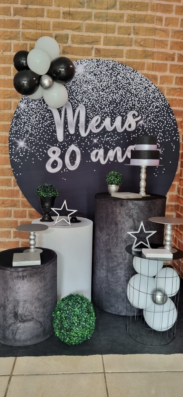 Meus 80 Anos Prata - Tchumfestasdecoracoes
