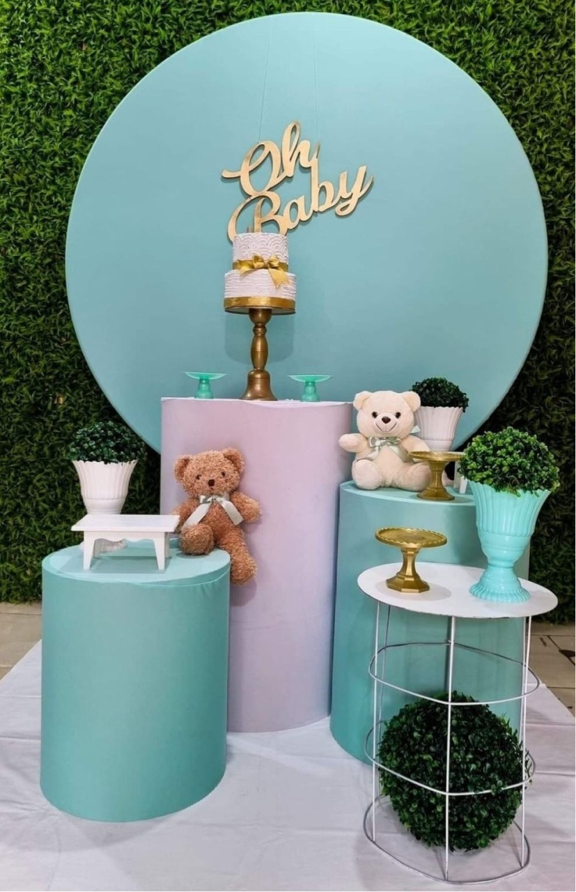 Oh Baby Verde Água - Ouro - Tchumfestasdecoracoes