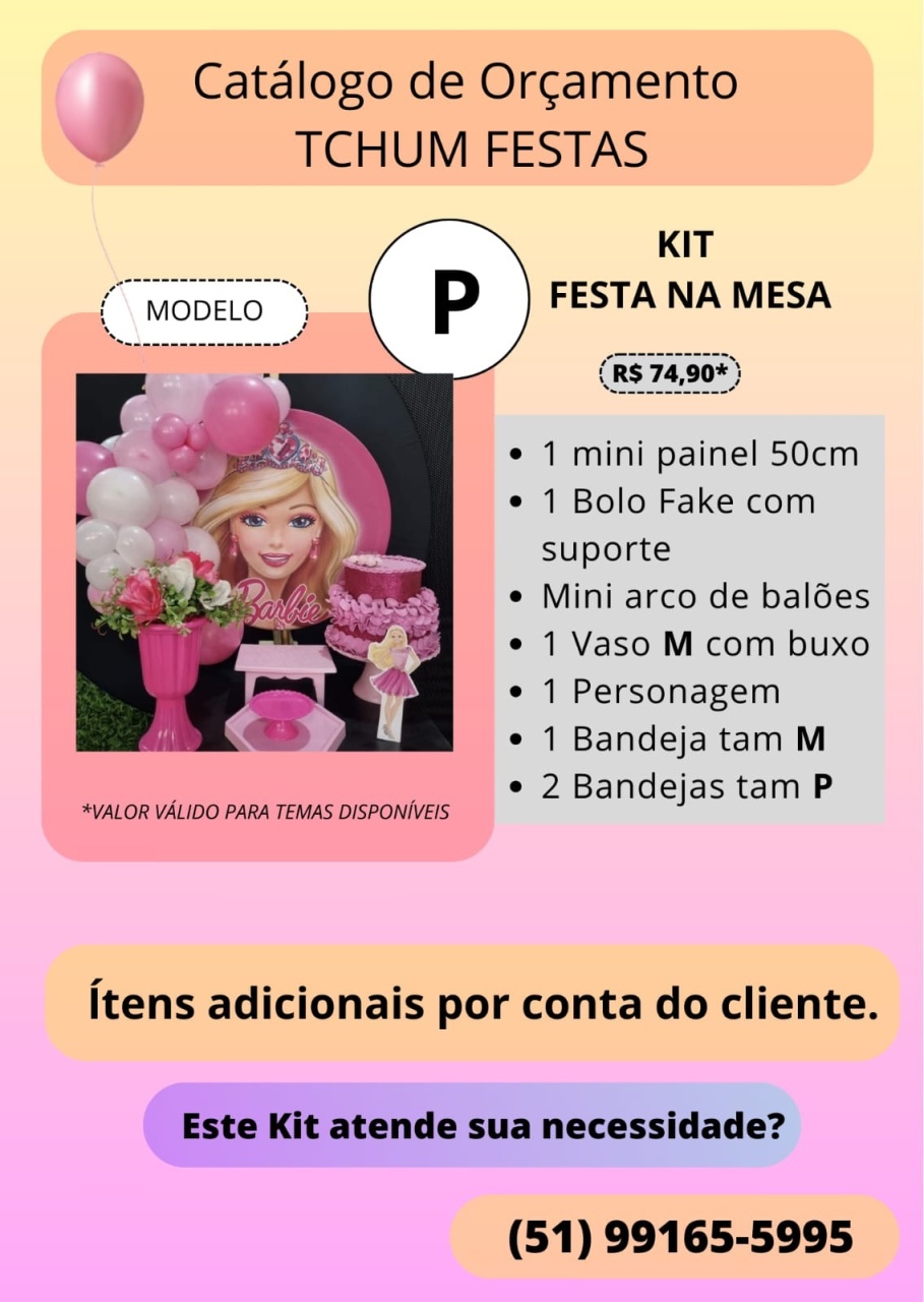 Catálogo Kit Bronze - Festa Na Mesa - Tchumfestasdecoracoes