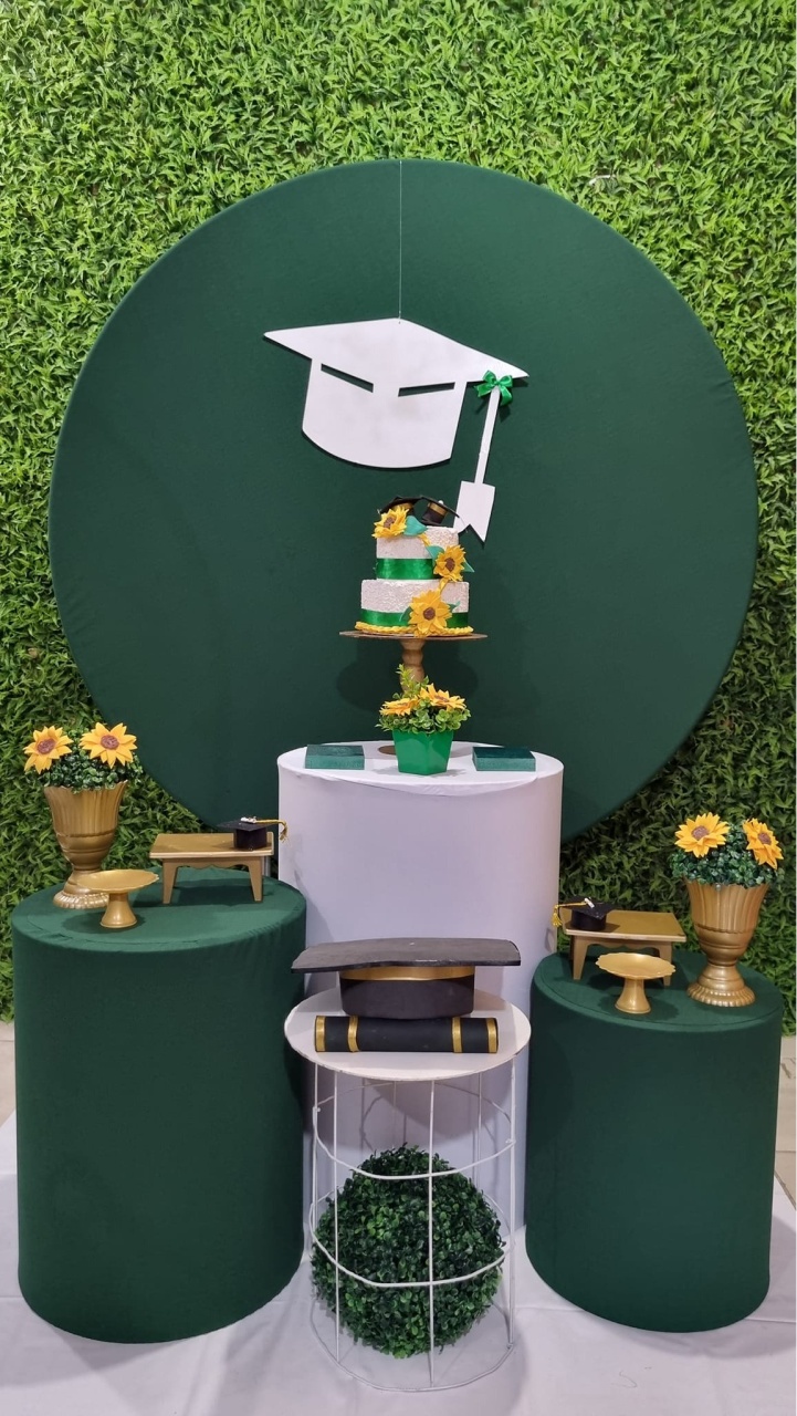 Formatura Verde E Girassol - Ouro - Tchumfestasdecoracoes