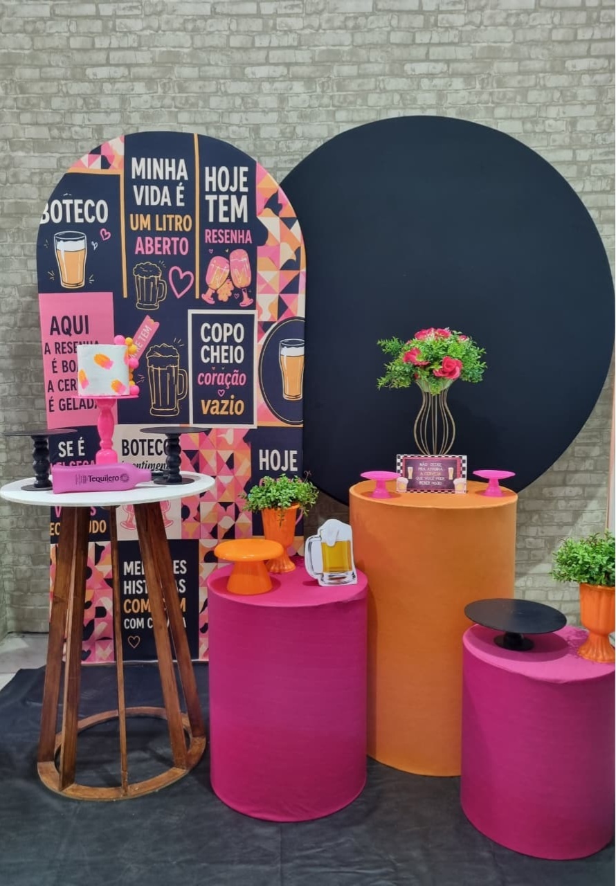 Boteco Ii - Rosa E Laranja - Tchumfestasdecoracoes