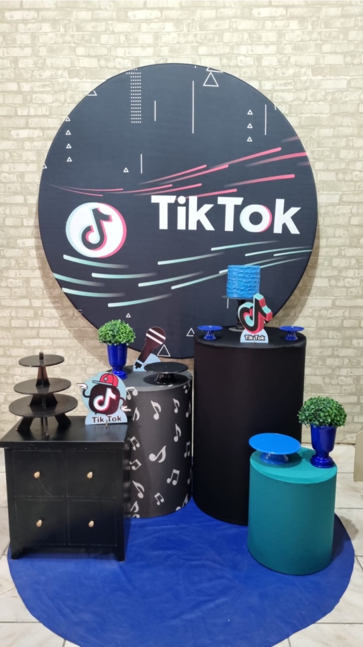 Tik Tok Azul- Ouro - Tchumfestasdecoracoes
