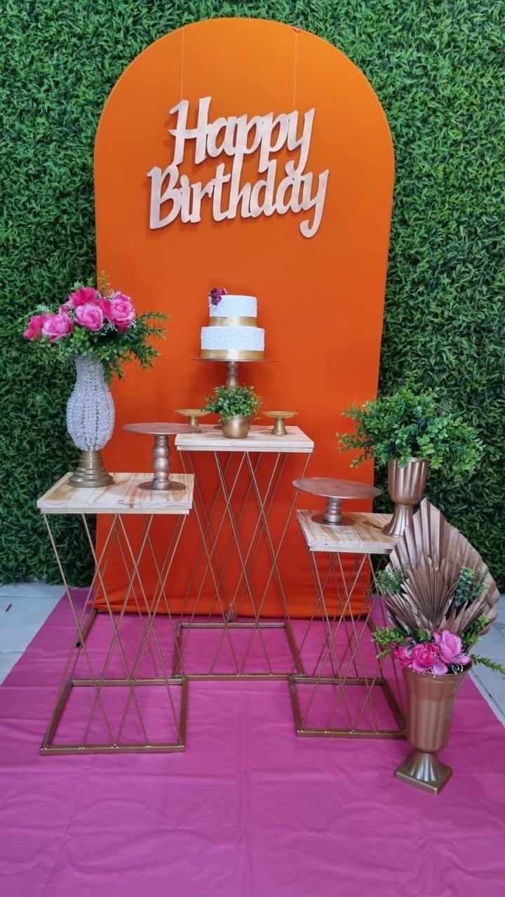 Happy Birthday Laranja - Composição - Tchumfestasdecoracoes