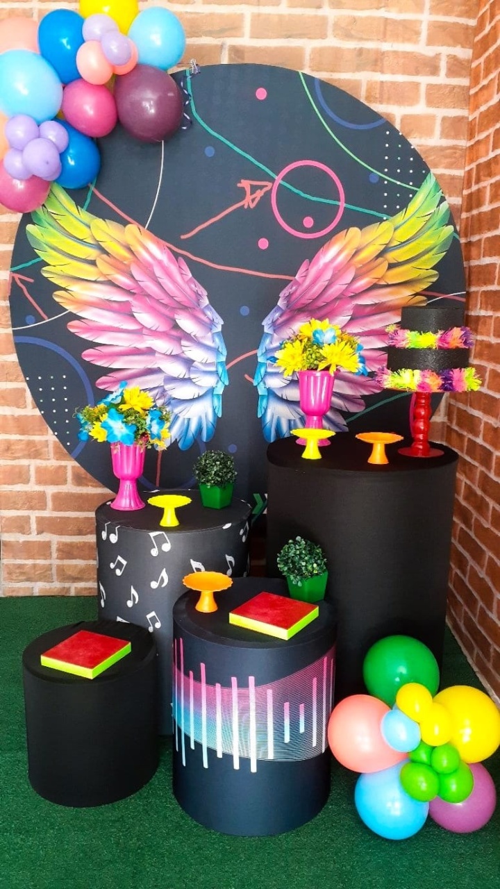 Balada Asas Neon - Ouro - Tchumfestasdecoracoes