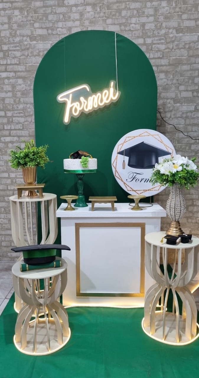 Formatura Verde Ampulhetas Leds Ii  - Composição - Tchumfestasdecoracoes