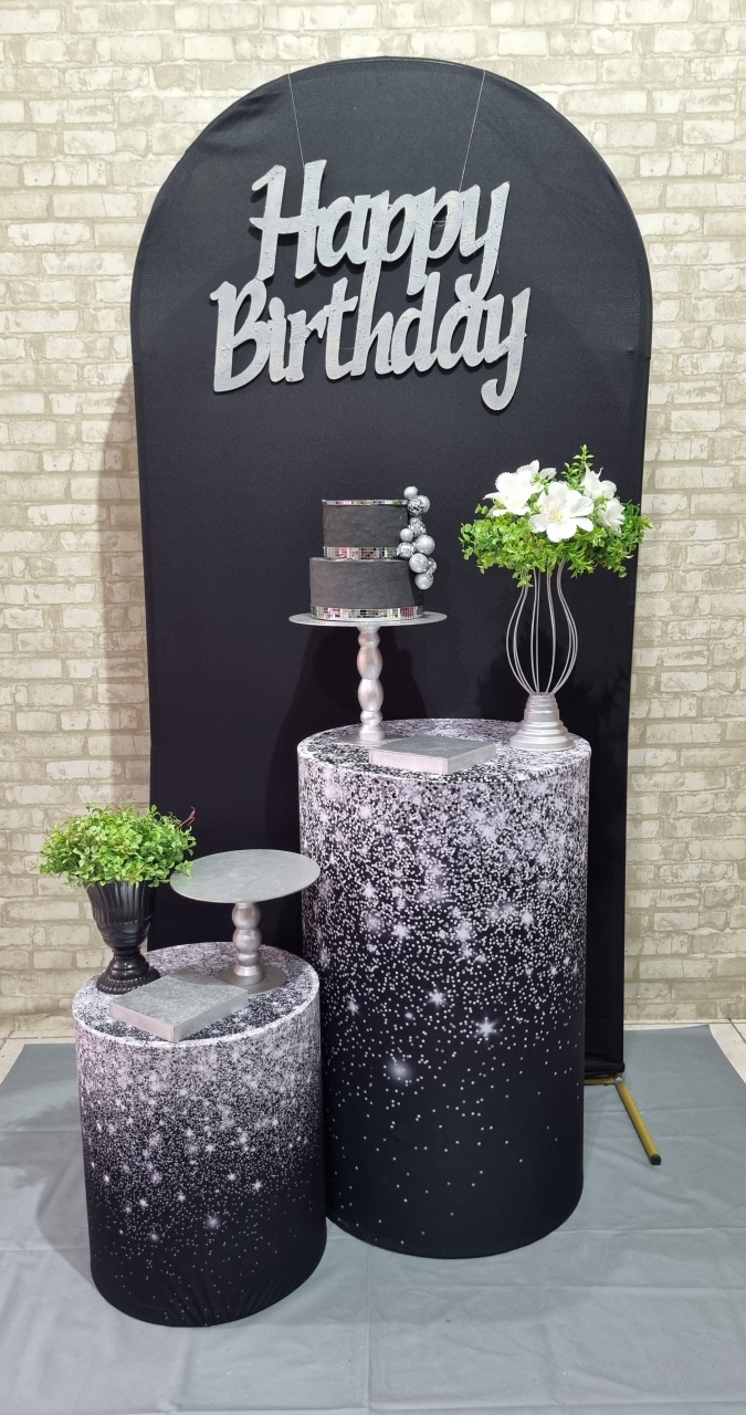 Happy Birthday Preto E Prata 2 - Tchumfestasdecoracoes