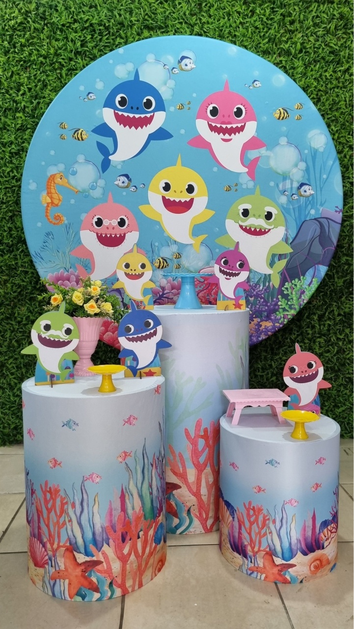 Baby Shark - Prata - Tchumfestasdecoracoes