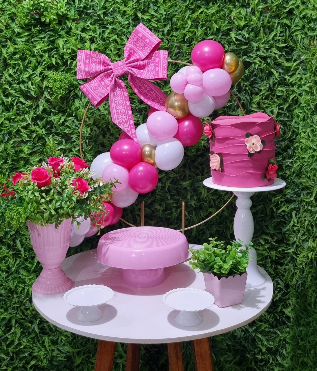 Laço Rosa - Festa Na Mesa - Tchumfestasdecoracoes