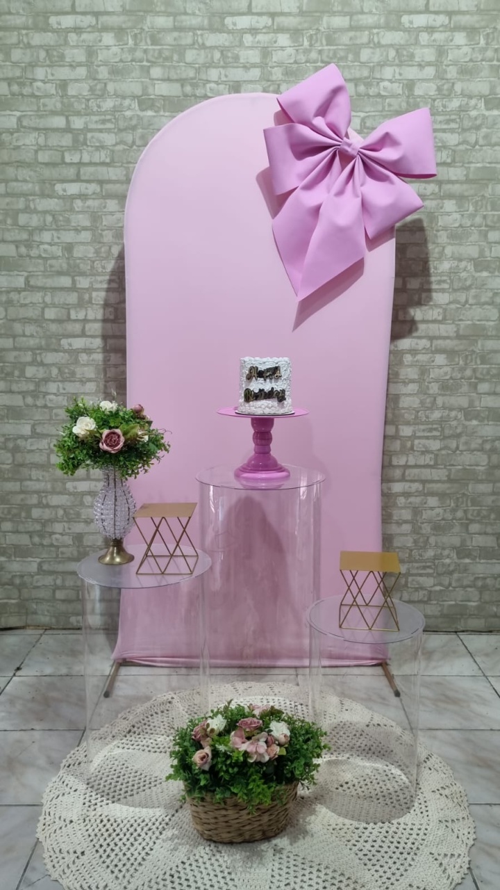 Laço Rosa Acrílico Romano - Tchumfestasdecoracoes