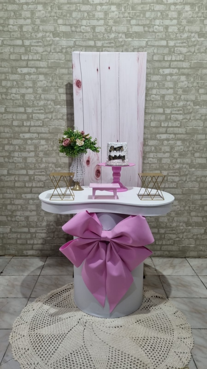 Laço Rosa Painel 60X1,8M - Tchumfestasdecoracoes